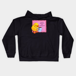 Duckie Drinks a Hot Chocolate Kids Hoodie